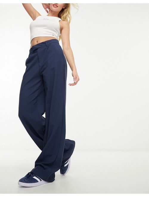Pull&Bear high waisted tailored pants in navy