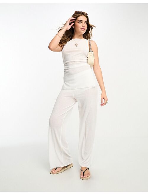 Pull&Bear textured sheer pants in white - part of a set