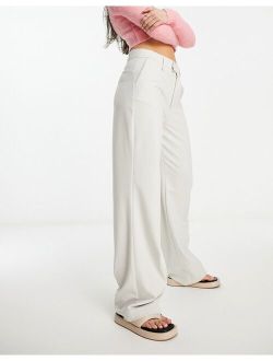 high waisted tailored pants in ice white