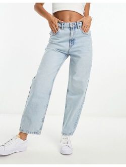 straight leg jeans in bleached wash