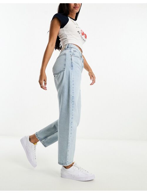 Pull&Bear straight leg jeans in bleached wash