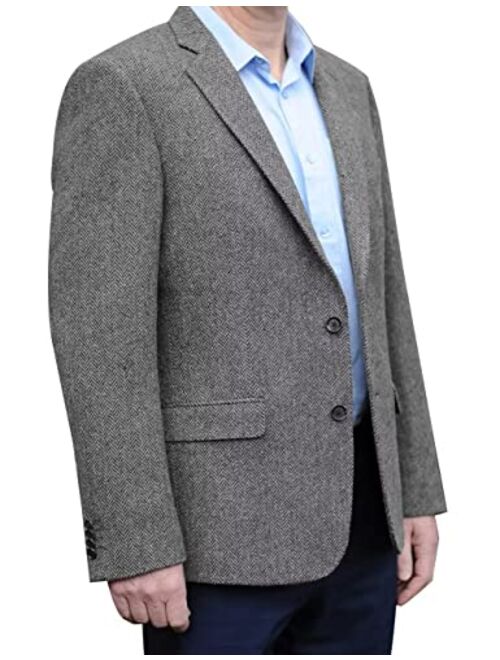 Shuzhxlzangy Men's Herringbone Tweed Blazer Jacket 2 Button Lightweight Casual Sport Coat Wedding Groomsmen Prom Jackets