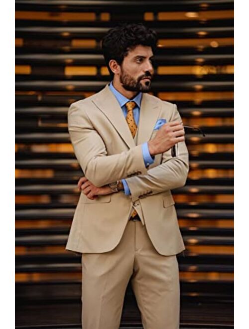 Cyandusty Men's 3 Piece Suits Slim Fit Suits for Men One Button Blazer Suit Vest and Pants for Men Wedding Prom