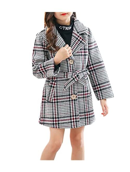 Betusline Girls' Fashion Coat Kids Long Sleeve Overcoat Outerwear, 3-12 Years