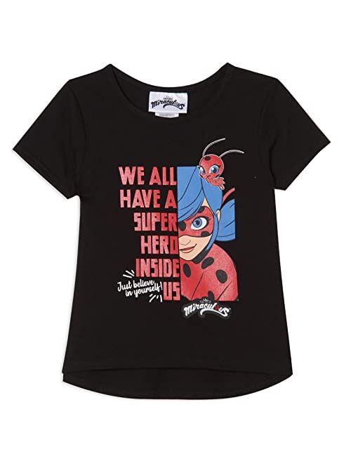 Miraculous Ladybug Cat Noir Rena Rouge Girls 2 Pack T-Shirts Toddler to Big Kid