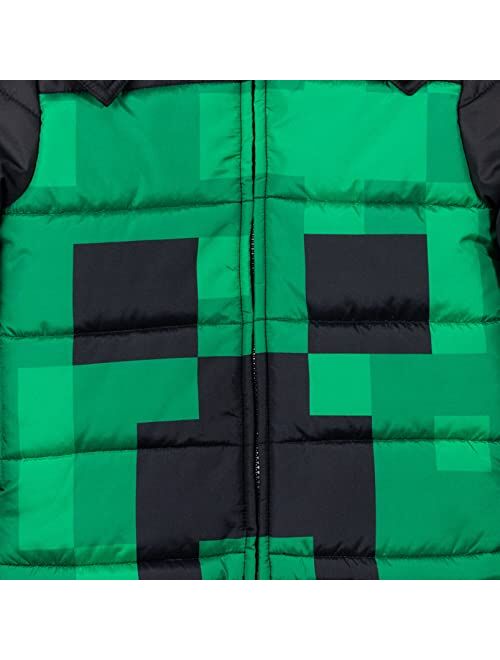 Minecraft Creeper Steve Zip Up Winter Coat Puffer Jacket Toddler to Big Kid