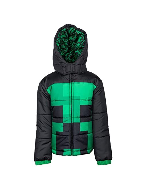 Minecraft Creeper Steve Zip Up Winter Coat Puffer Jacket Toddler to Big Kid