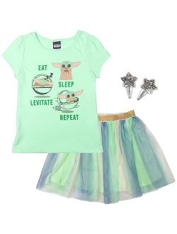 The Mandalorian Girls T-Shirt and Tulle Skirt 4 Piece Outfit Set Toddler to Big Kid
