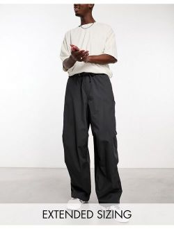 oversized balloon parachute cargo pants in charcoal