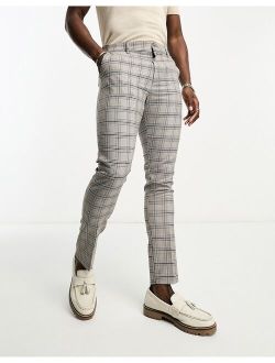 skinny plaid pants in brown