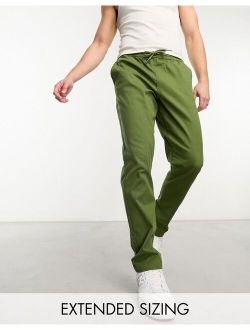 pull on pants in khaki with elastic waist