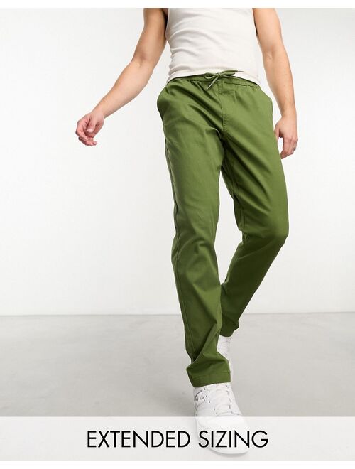 ASOS DESIGN pull on pants in khaki with elastic waist