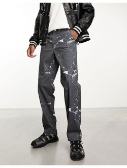 wide leg chinos in marble print