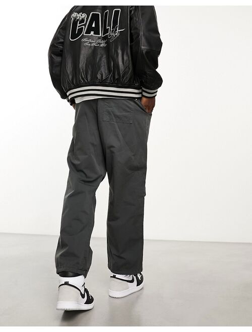 Bershka parachute pants in dark gray exclusive to ASOS