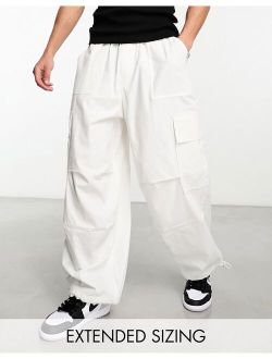 parachute cargo pants in white