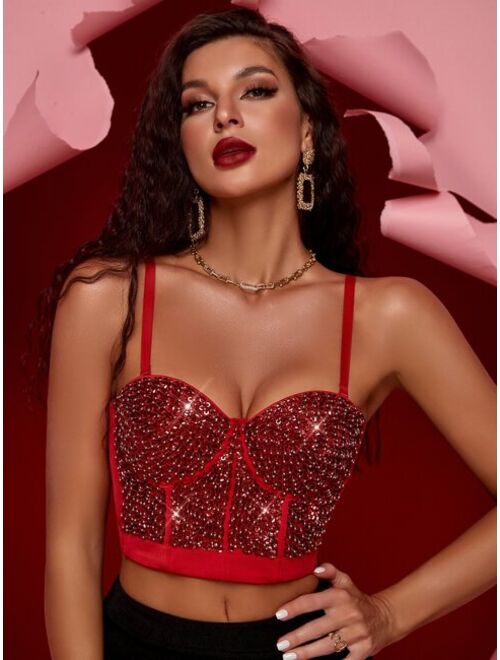 Apperloth A Contrast Sequin Bustier Corset Cami Top