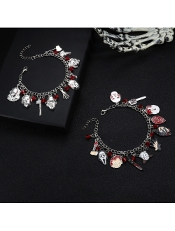 Sanfenly Charm Bracelets for Women Men, Scary Christmas Halloween Link Bracelets for Horror Fans