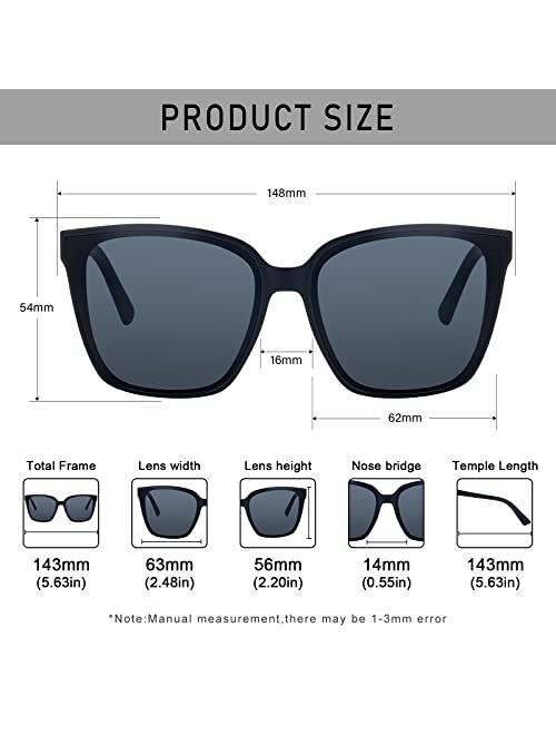 Dollger Retro Oversized Square Sunglasses for Women Men Trendy Classic Style Sun Glasses UV400 Protection