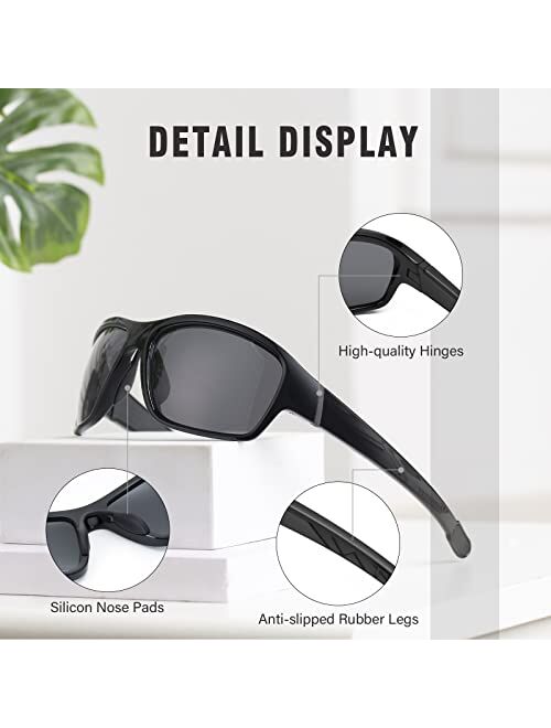 Dollger Polarized Sports Sunglasses for Men Women, UV400 Protection Shades for Running Fishing Cycling Driving Golf