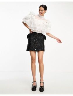 jacquard mini skirt in black
