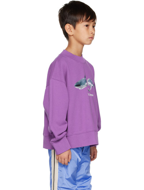 Palm Angels Kids Purple Shark Sweatshirt