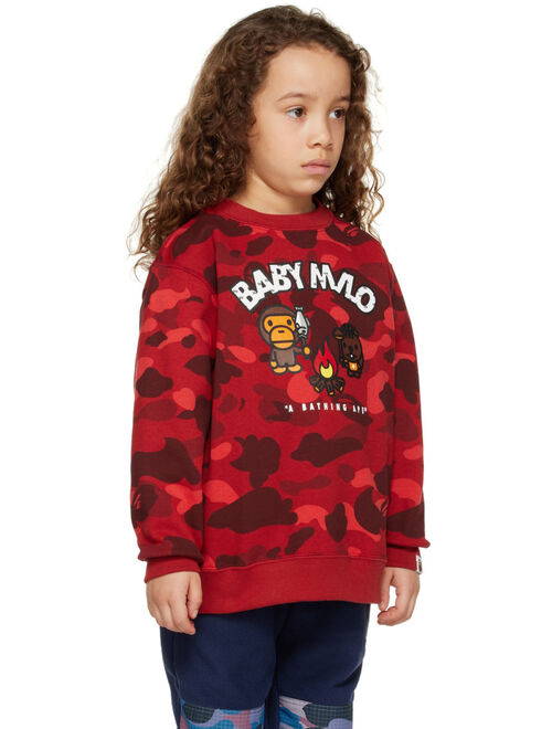 BAPE Kids Red Baby Milo Camp Sweatshirt