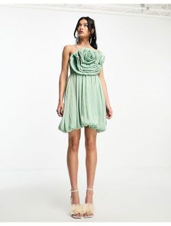 corsage metallic mini dress in green