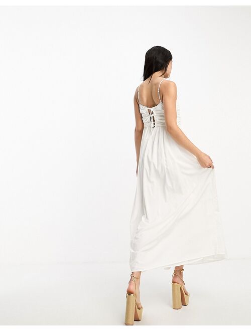 Dream Sister Jane Bridal beaded maxi cami dress with pockets in ivory