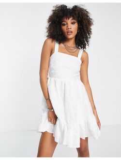 mini cami dress with bow back in white jacquard