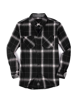 Damipow Premium Mens Flannel Shirt Long Sleeve Button Down Plaid Flannel Shirt