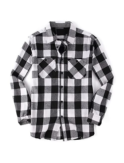 Damipow Premium Mens Flannel Shirt Long Sleeve Button Down Plaid Flannel Shirt