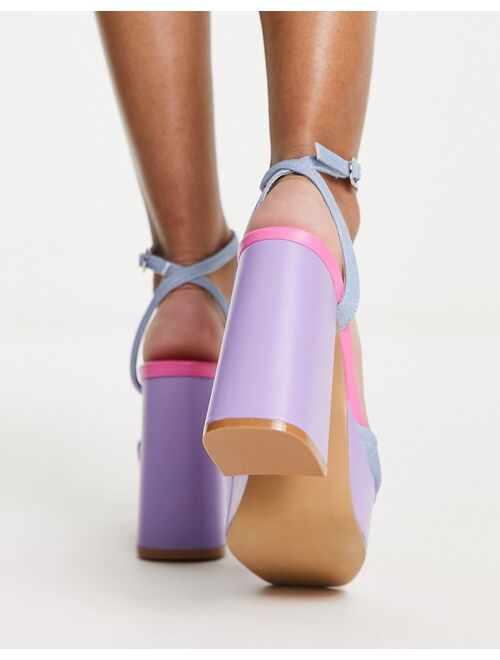 Daisy Street platform heeled sandals in multicolor