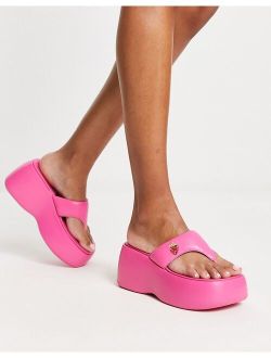 Exclusive chunky sole flip flop sandals in pink