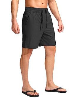 Men's Swim Trunks Quick Dry Bathing Suit Beach Board Shorts for Men with Zipper Pockets and Mesh Lining