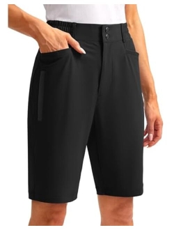 Women's Golf Hiking Shorts 9" Stretch Quick Dry Cargo Bermuda Long Shorts Knee Length with Pockets for Women