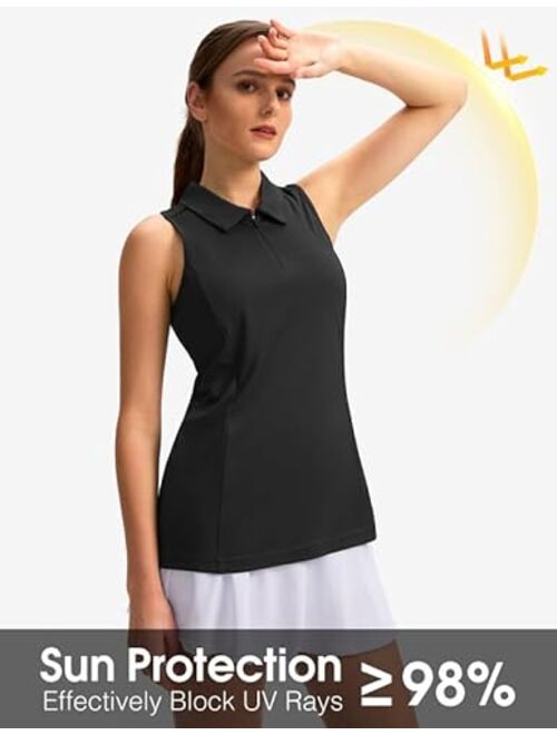 G Gradual Women's Sleeveless Golf Shirt Zip Up Quick Dry Collared Tank Tops Racerback Tennis Athletic Polo Shirts for Women