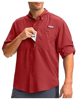 Men's Long Sleeve Sun Protection Fishing Shirt with Zipper Pockets UPF 50  Lightweight Cool Sun Shirts for Men Hiking Outdoor