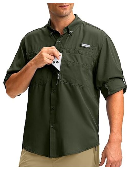 G Gradual Men's Long Sleeve Sun Protection Fishing Shirt with Zipper Pockets UPF 50+ Lightweight Cool Sun Shirts for Men Hiking Outdoor