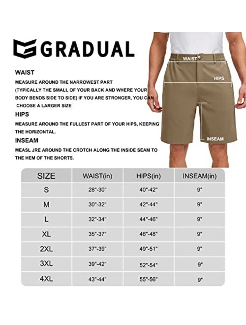 G Gradual Men's Golf Shorts with 5 Pockets 9" Light Weight Stretch Quick Dry Casual Dress Work Shorts for Men