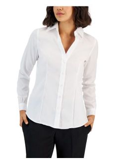 Women's Easy Care Button Up Long Sleeve Blouse