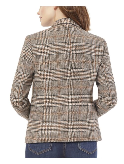 JONES NEW YORK Women's Brushed Classic Plaid Faux Double Breasted Jacket