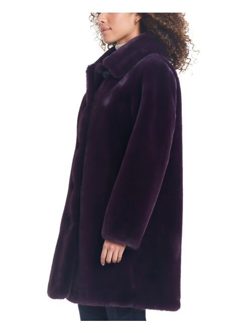 JONES NEW YORK Women's Faux-Fur Button-Front Coat