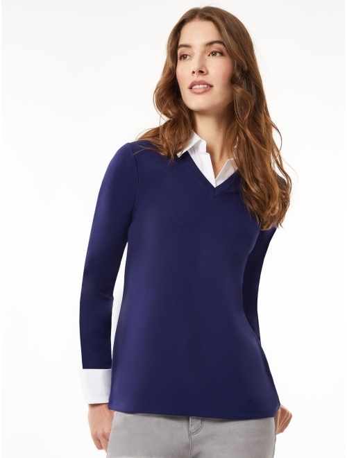 JONES NEW YORK Women's Serenity Layered-Look Sweater