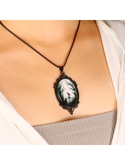 Dayaney Halloween Gothic Jewelry goth pendant necklace as Halloween Costume,Gothic Necklace for Goth Accessories, Halloween Necklace for Women Raven Necklace Black Jewelr