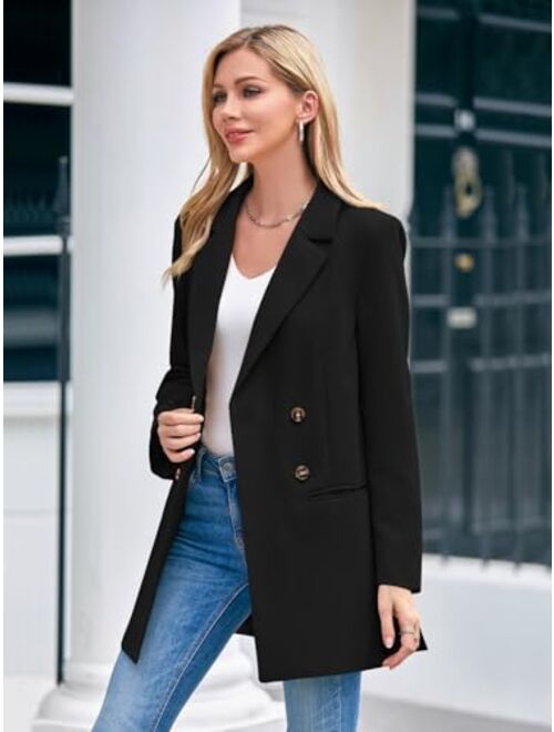 Cicy Bell Women's Oversized Long Blazers Casual Double Breasted Work Office Blazer Jackets