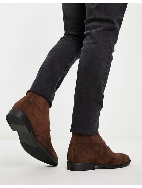 ASOS DESIGN chukka boots in brown faux suede