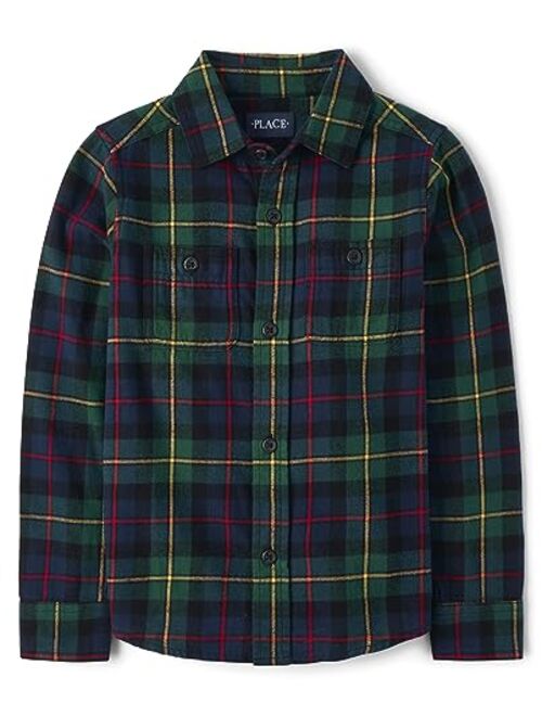 The Children's Place Boys' Long Sleeve Plaid Flannel Button Up Shirt