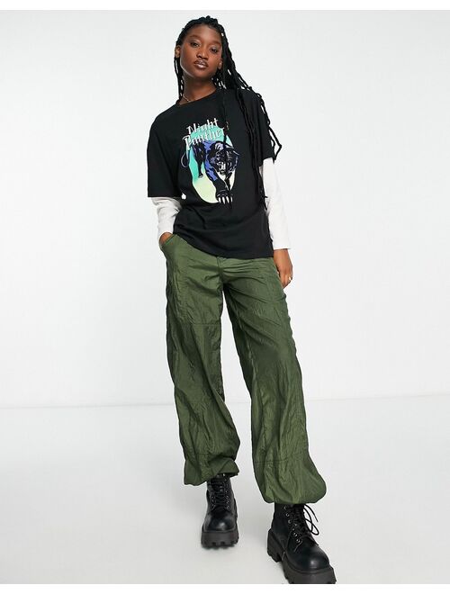 Daisy Street relaxed grunge skater t-shirt with underlayer