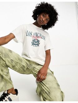 relaxed T-shirt with LA print in white