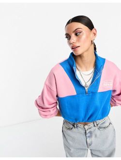 Active Neon 1/4 zip long sleeve cropped sweatshirt in pink